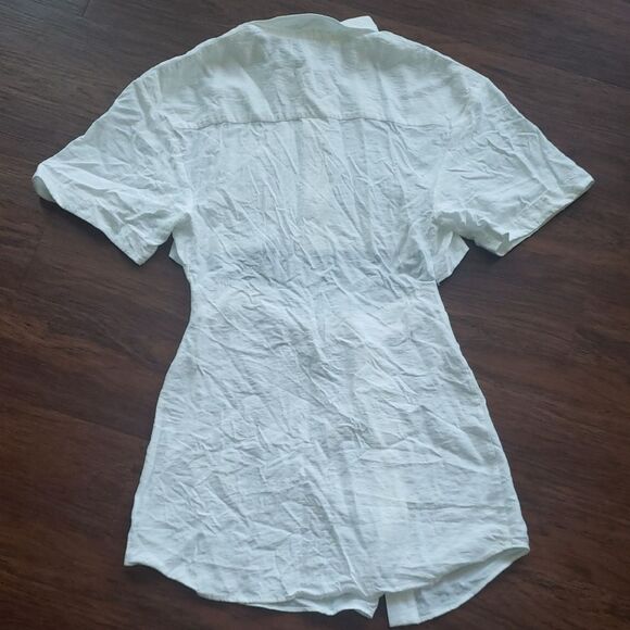 FLAWED Jacquemus White Quiet Luxury Chic Feminine Edgy Streetwear Shirt Dress 42 - Picture 3 of 10